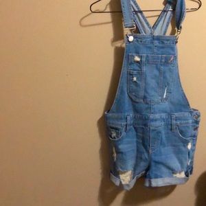 Denim romper short